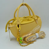 Curved Top Handle Handbag with Drawstring Inner Pouch