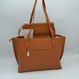 Structured Shoulder Tote Bag with Matching Pouch and Scarf