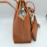 Structured Shoulder Tote Bag with Matching Pouch and Scarf