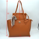 Structured Shoulder Tote Bag with Matching Pouch and Scarf