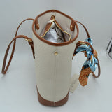 Elegant Textured Shoulder Tote Bag with Silk-Style Scarf Accent