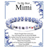 Blue and White Porcelain MAMA Beaded Bracelet
