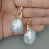 Baroque Gold Pearl Iced Earrings - AfterAmour