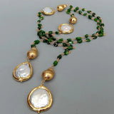 Green Coin Pearl Necklace