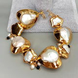 Baroque Pearl Gold Statement Necklace
