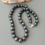 Silver Clasped Black Pearl Choker - AfterAmour