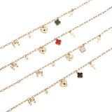 Heart Bow Pearl Quatrefoil Cross Charm Station Paperclip Chain Necklace