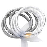 6pcs Faux Leather Tube Bangle Bracelets
