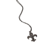 Stone Paved Fleur de Lis Pendant Necklace