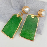 Carved Jade Pearl Earrings - AfterAmour