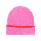 Soft Feather Yarn Striped Cuff C.C Beanie