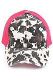 C.C COW PRINT CRISS CROSS PONYCAP
