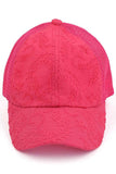 C.C FANCY EMBROIDERY STITCH CRISS CROSS PONYCAP