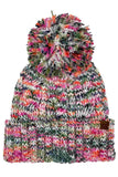 C.C Multi Color Cable Pom Cuff Beanie Winter Hat