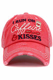 I RUN ON CAFFEINE VINTAGE DISTRESSED CAP