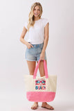 LIFE IS BETTER AT THE BEACH Letter Sunglasses Terry Tote Bag