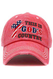 THIS IS GOD'S COUNTRY American Flag Cross Vintage Ballcap