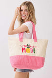 VACAY MODE Multi Color letter and Pineapple Terry Tote Bag