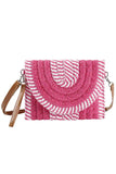 Two Tone and Stripe Pattern Straw Crossbody Bag