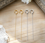 Long Tassel Cross Zircon Ear Cuffs