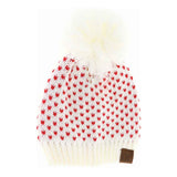 C.C Heart Pattern Knit Pom Beanie