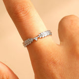 Light Luxury Copper Zircon Leaf Ring