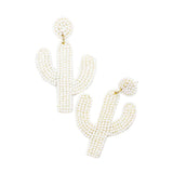 Beaded Cactus Drop Dangle Earrings