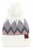 C.C Soft Aztec Pattern Beanie with Knit Pom