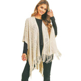 Embossed Pattern Tassel Ruana