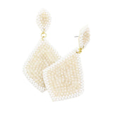 Felt Back Seed Beaded Petal Dangle Earrings