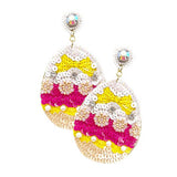 Felt Back Sequin Easter Egg Dangle Earrings