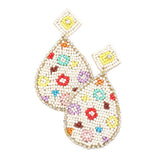 Felt Back Teardrop Beaded Dangle Earrings