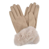Fluffy Faux Fur Faux Suede Touch Smart Gloves