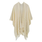 Geometry Open Knit Ruana With Fringe