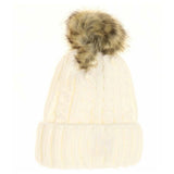 KIDS Cable Ribbed Fur Pom C.C Beanie