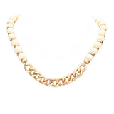Metal Chain Link Accented Wood Necklace