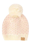C.C Kids Heart Pattern Knit Beanie with Pom