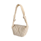 Quilted Puffer Half Moon Tote Shoulder Bag