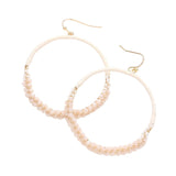 Raffia Faceted Bead Wrapped Open Metal Circle Earrings