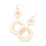 Raffia Wrapped Faceted Bead Embellished Dangle Earrings
