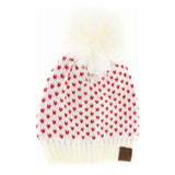 Heart Knit Pom C.C Beanie