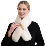 Solid Faux Fur Chain Pull Through Scarf