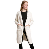 Solid Front Pockets Long Cardigan