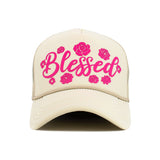 BLESSED Letter Foam Trucker Hat Mesh Cap