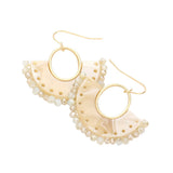 Half Round Celluloid Acetate Faceted Bead Trimmed Earrings