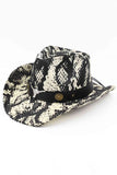 Bull Head Accent Snake Print Cowboy Hat