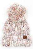 C.C Multicolor Feather Yarn Beanie With Pom