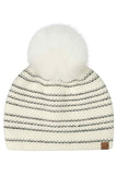 C.C Stripe Stitches with Sequin Angora Pom Beanie Winter Hat