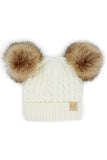 C.C kids double pom pom all over cable pattern beanie hat