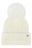 C.C Glass Bead Embellishment Faux Fur Pom Beanie